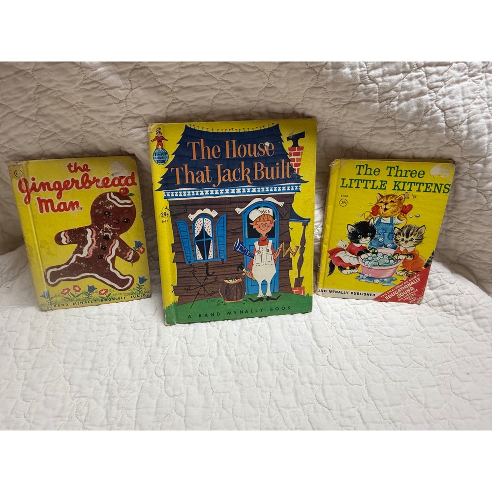 Vintage Rand McNally Children Books Bundle House Jack Built 3 Little Kittens 50s